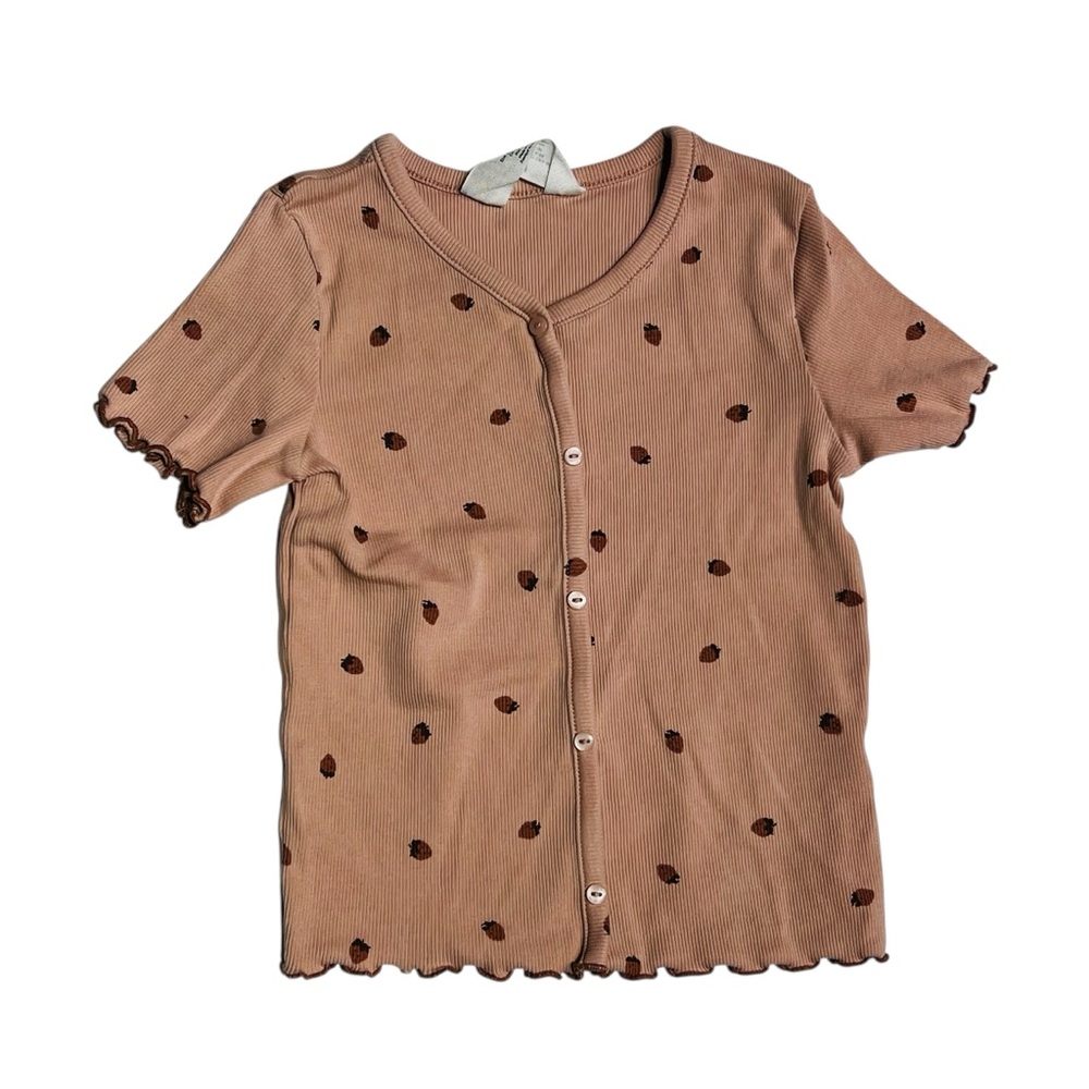 H&M Kids' Tan Button-Up Shirt with Leaf Pattern